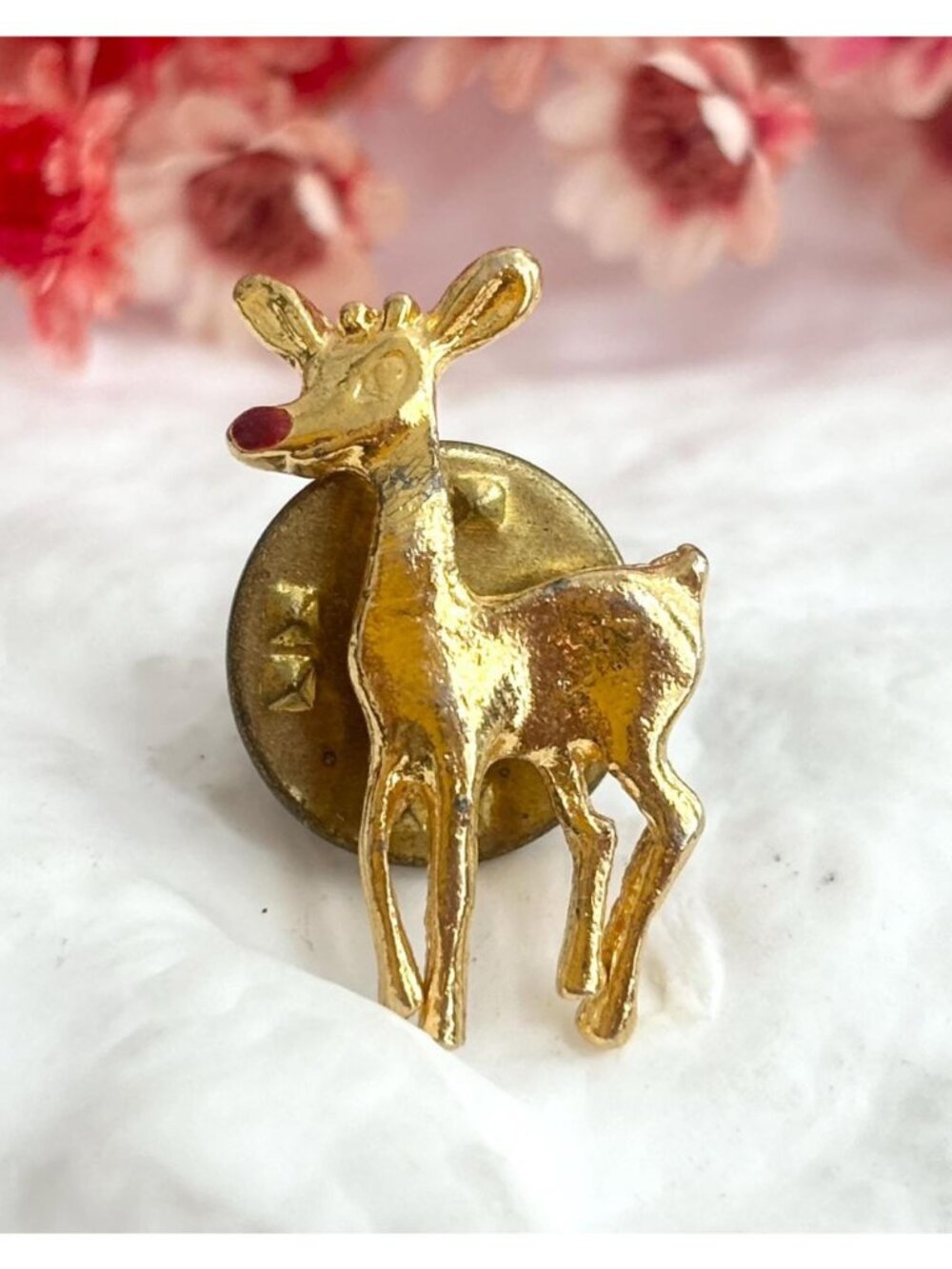 Rudolph Red Nosed Reindeer Gold Toned Vintage Holiday | Christmas Lapel Pi